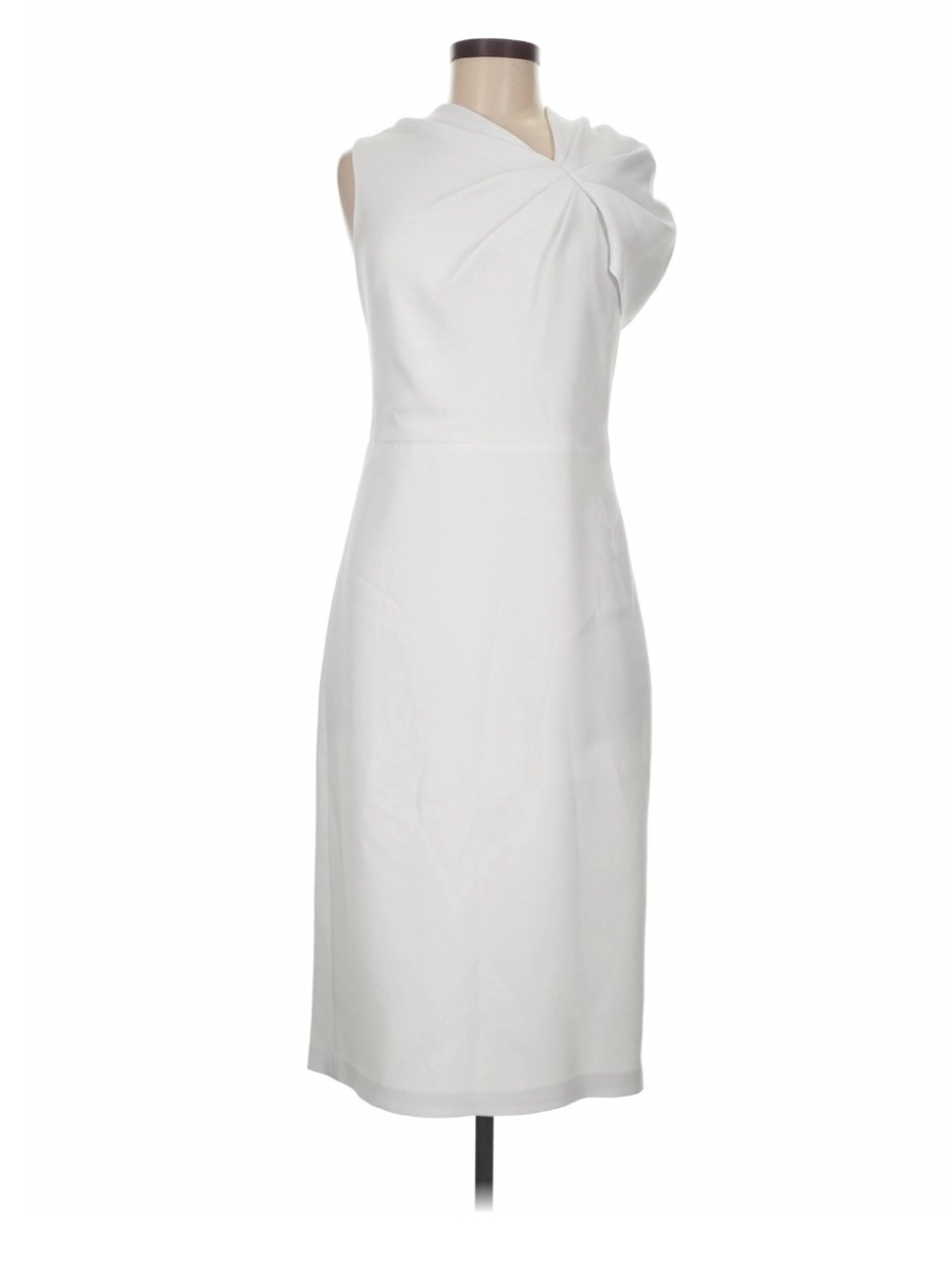 NWT ALICE + OLIVIA Kiro Ruffle Shoulder Midi Sheath Dress - Picture 6 of 11
